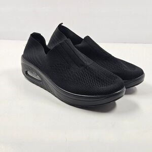 Womens Black Mesh Slip On Walking Shoes Air Cushion Platform Sneakers Size 39